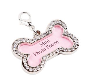 Pet Bone Shape Rhinestone Writable ID Tags for Dogs and Cats 3-Pack