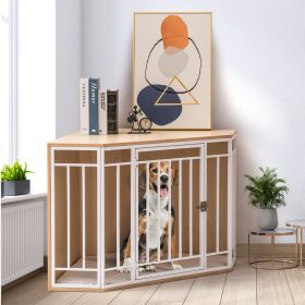 Mewoofun Wooden and Metal Dog House: Stylish Crate Furniture for Small to Medium Pets