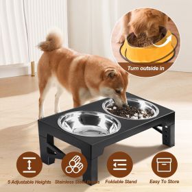 Adjustable Height Dog Raised Bowls | Stainless Steel Elevated Feeder for Small, Medium & Large Dogs