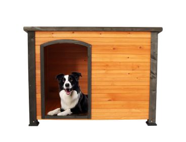 45" Wooden Dog House | Indoor/Outdoor Large Dog Kennel with Elevated Feet, Weatherproof Design.