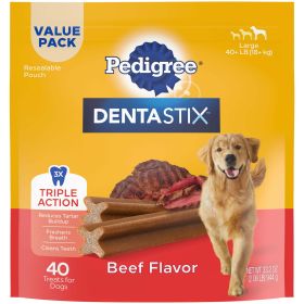 PEDIGREE DENTASTIX Beef Flavor Dental Treats for Large Dogs | 2.08 lb Value Pack (40 Treats)