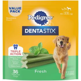 PEDIGREE DENTASTIX Fresh Flavor Dental Bone Treats for Large Dogs | 1.94 lb. Value Pack (36 Treats)