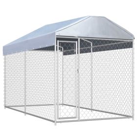 Outdoor Dog Kennel with Canopy Top – Spacious 150.4" x 75.6" x 88.6" Enclosure for Play and Safety