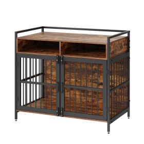 VEVOR  Furniture Style Dog Crate with Storage, 41"  Dog Crate Furniture Large Breed with Double Doors, Wooden Dog Cage for Large/Medium Dog Indoor