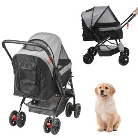 VEVOR Pet Stroller | 4-Wheel Dog Stroller with Reversible Handlebar | 44 lbs Weight Capacity