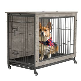 Versatile Wooden Small Dog Crate Furniture with Cushion – 23.6"L x 20"W x 26"H