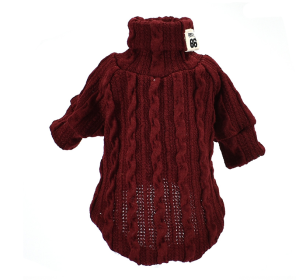 Pet Turtleneck Knitted Sweater - Winter Warmth for Dogs (Option: Wine Red-XS)