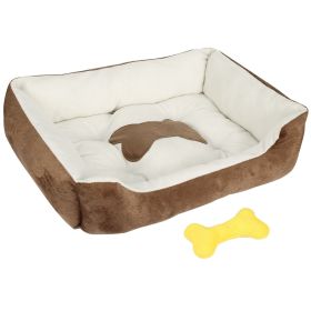 Pet Dog Bed Soft Warm Fleece Puppy Cat Bed Dog Cozy Nest Sofa Bed Cushion Mat S Size (Color: Brown, quantity: S)