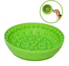 Pet Life® Lick Bowl for Dogs and Cats – Slow Feeder with Suction Cup, Anti-Skid Base, Food-Grade Silicone, Interactive Distractor (Color: Green)