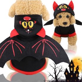 Pet Black Bat Wing Costume Hooded Winter Warm Sweater Halloween Costume (Size: XL)