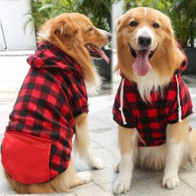 Plaid Dog Hoodie Pet Clothes Sweaters with Hat and Pocket Christmas Classic Plaid Small Medium Dogs Dog Costumes (colour: Zipper pocket coat with red and black plaids, quantity: 4XL (chest circumference 82, back length 62cm))