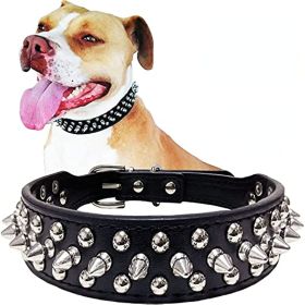 Adjustable Microfiber Leather Spiked Studded Dog Collar with a Squeak Ball Gift for Small Medium Large Pets Like Cats/Pit Bull/Bulldog/Pugs/Husky (Color: Pink, quantity: S(10.8"-13.2" / 27.5cm-33.5cm))