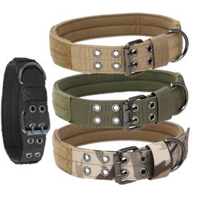 Super strong large dog collar with D-Ring & Buckle Collars Medium sized dog Golden haired horse dog Fierce dog collar (colour: Army green, quantity: M)