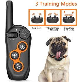 100% Waterproof Dog Training Collar – Remote Control Shock Collar with 1300ft Range (Color: 1 receptore set)