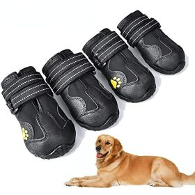 Dog Boots; Waterproof Dog Shoes; Dog Booties with Reflective Rugged Anti-Slip Sole and Skid-Proof; Outdoor Dog Shoes for Medium Dogs 4Pcs (Color: Black, quantity: Size 3)