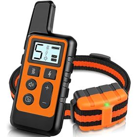 Dog Training Collar – Waterproof Shock Collar with Remote Range 1640 ft, 3 Training Modes, and Rechargeable Battery (Color: Orange)