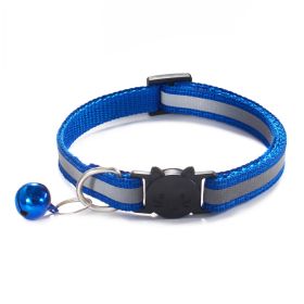 Adjustable Reflective Dog Collar with Bell – Nylon Pet Collar for Dogs and Cats (Color: DEEP BLUE, quantity: M)