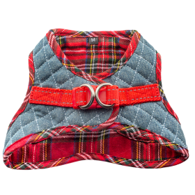 Step-In Denim Dog Harness - Red Plaid (Size: XS, Color: Red Plaid)