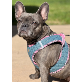 Step-In Denim Dog Harness - Pink Plaid (Size: Small, Color: Pink Plaid)