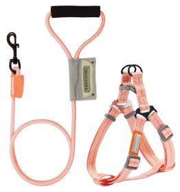 Touchdog 'Macaron' 2-in-1 Durable Nylon Dog Harness and Leash (Color: Pink, quantity: medium)