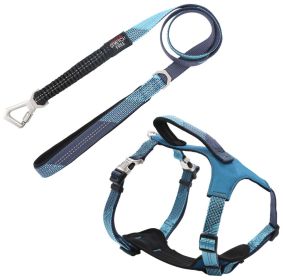 Pet Life 'Geo-prene' 2-in-1 Shock Absorbing Neoprene Padded Reflective Dog Leash and Harness (Size: Medium, Color: Blue)