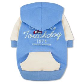 Touchdog 'Heritage' Soft-Cotton Fashion Dog Hoodie (Size: Medium, Color: Blue)