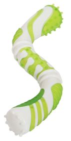 Pet Life® 'Denta-Twist' TPR Durable Dental Chew Toy – Multi-Textured Design for Dental Health, Teething Relief, and Interactive Play (Color: Green)