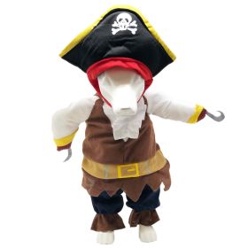 Pet Life 'Captain Snuggles' Pirate Pet Dog Costume Uniform (Size: Medium, Color: Navy)