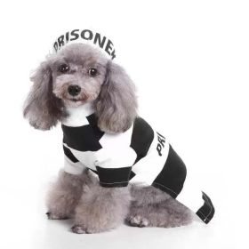 Pet Life Striped Retro Inmate Prisoner Pet Dog Costume Uniform (Size: X-Small, Color: BLACK / WHITE)