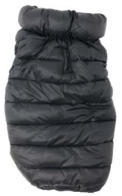 Pet Life® 'Pursuit' Quilted Ultra-Plush Thermal Dog Jacket – Feather-Down Insulation, Silk-Like Shell, and Travel-Friendly Design (Color: Black, quantity: medium)