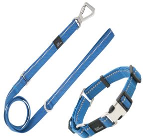 Pet Life 'Advent' Outdoor Series 3M Reflective 2-in-1 Durable Martingale Training Dog Leash and Collar (Color: Blue, quantity: large)