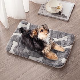 Dog Bed Mat Comfortable Flannel Dog Crate Pad Reversible Cushion Carpet Machine Washable Pet Bed Liner with Bone Patterns (quantity: M)